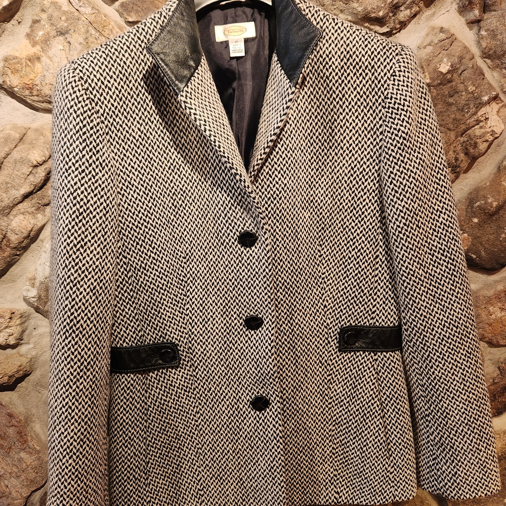 Talbots Black and White Houndstooth Blazer